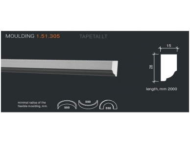 Poliuretaniniai moldingai 1.51.305 , ilgis 2m